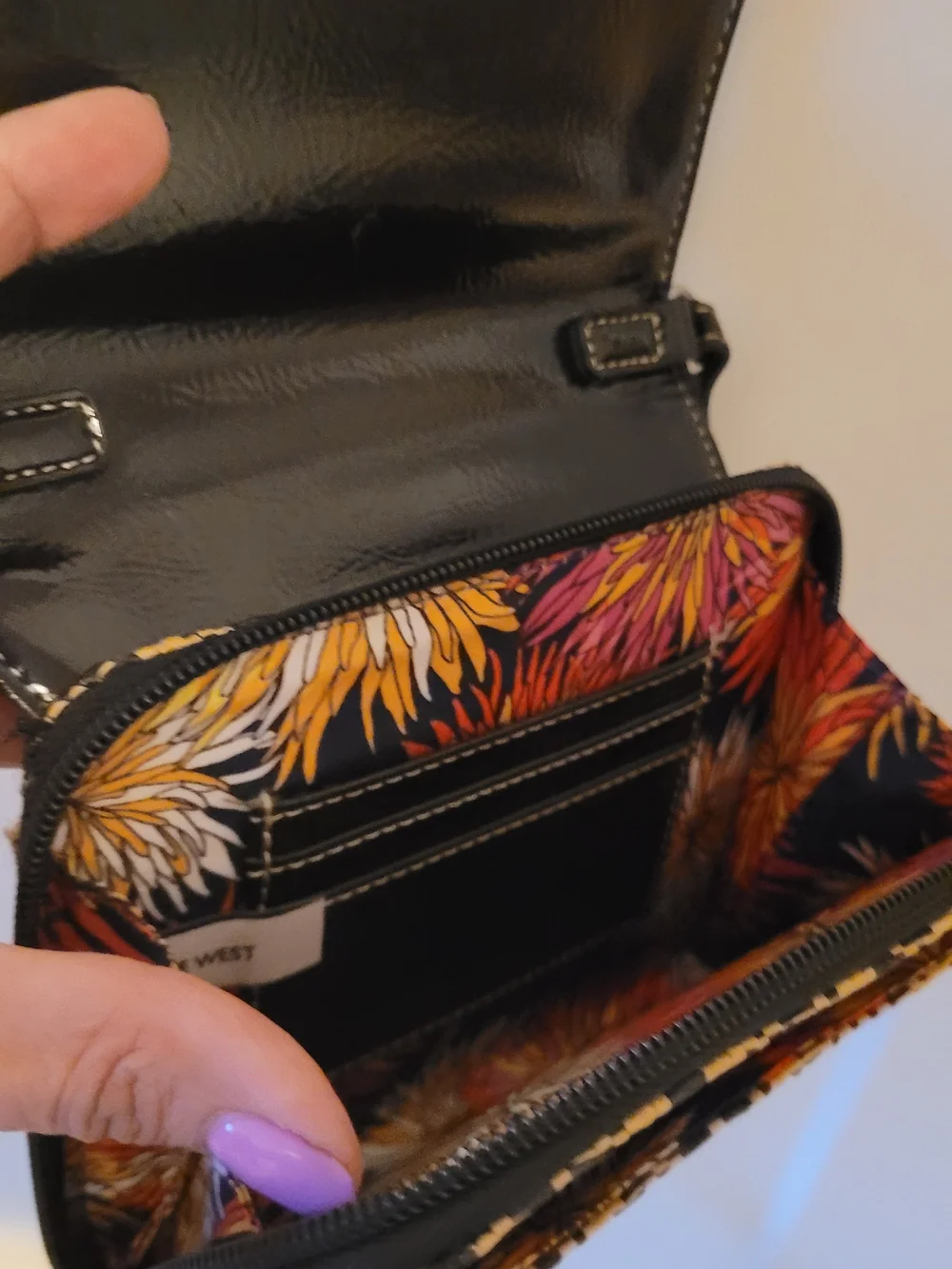 Nine West Black and Tan Woven Crossbody Bag